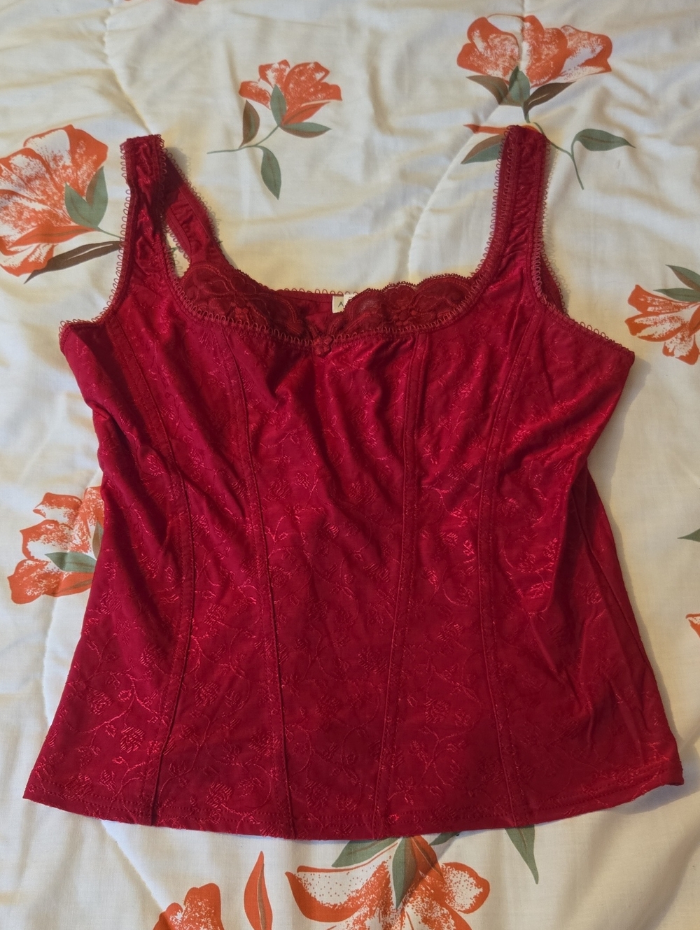 Arianne Red Lace-Trim Camisole